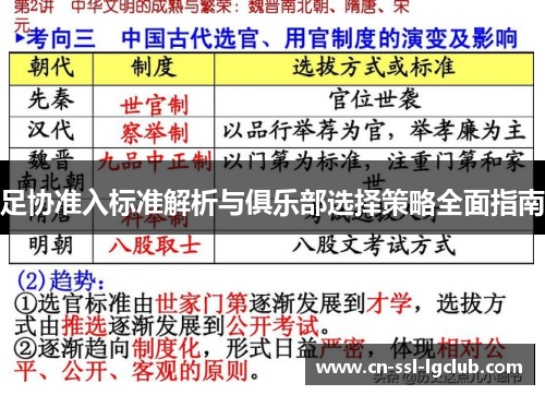 足协准入标准解析与俱乐部选择策略全面指南